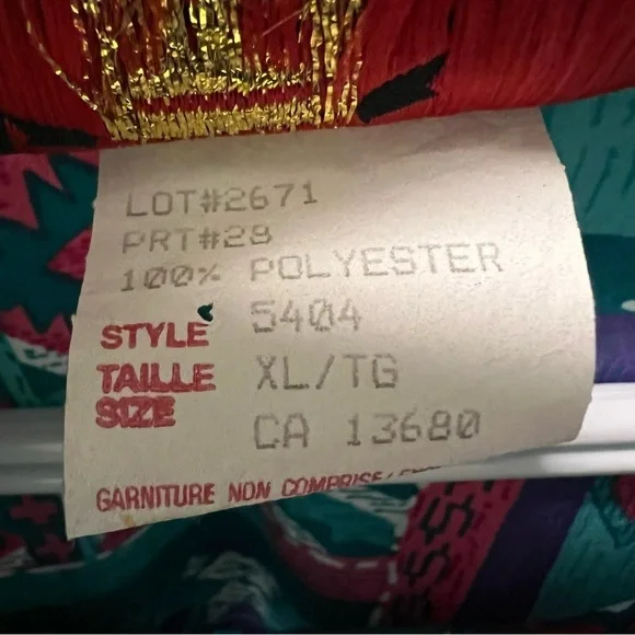 Vintage Geometric Windbreaker Spring Jacket Coat with Removable Shoulder Pads XL - Picture 5 of 16